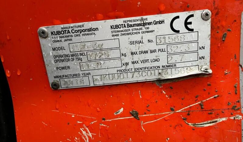 2018 Kubota U17-3@ Midi/Mini Excavators for Sale full