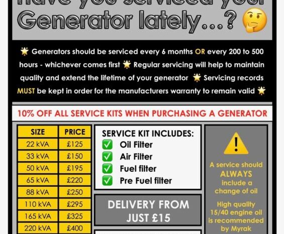 Service Kits for Caterpillar, FG Wilson, Genmac and JCB full