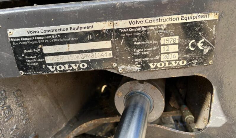 2016 Volvo EC15D Excavator 1Ton  to 3.5 Ton for Sale full