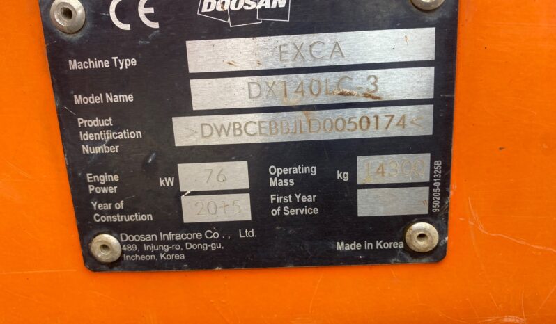 2015 Doosan DX140LC-3 SOLD full