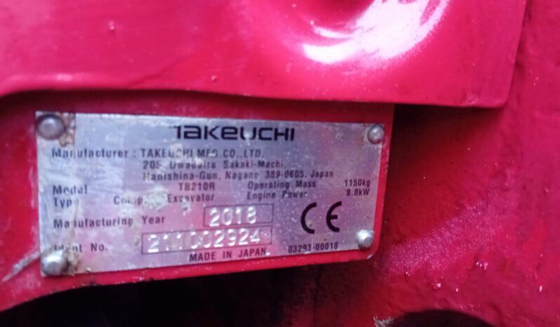 1T Excavator Takeuchi TB210 2018 full