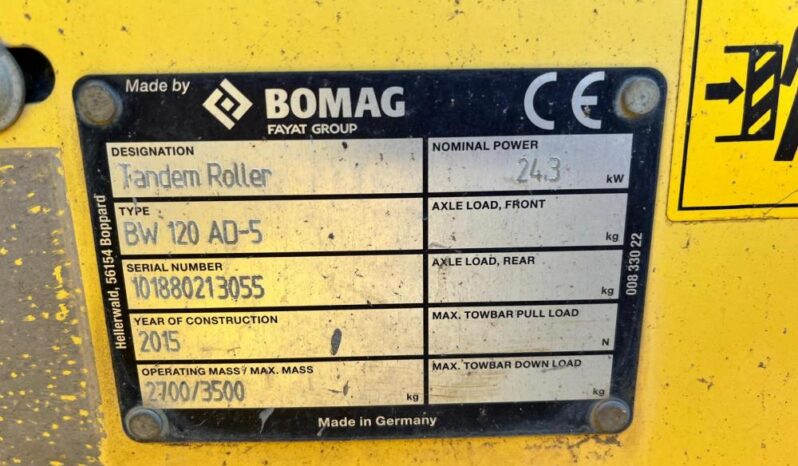 2015 Bomag BW 120 AD-5 Roller for Sale full