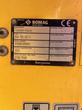 2017 Bomag BW120 AD-5 Roller for Sale full