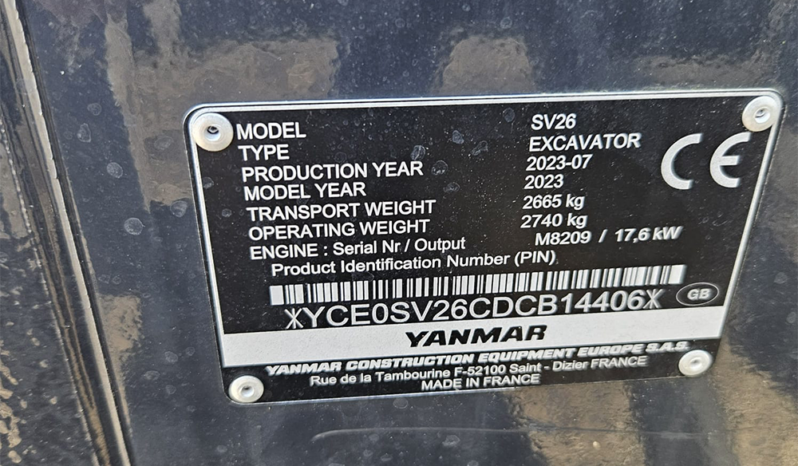 2.7T Excavator Yanmar SV26 2023 full