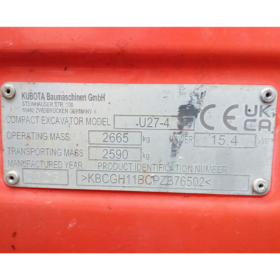 2.7T Excavator Kubota U27-4 2023 full