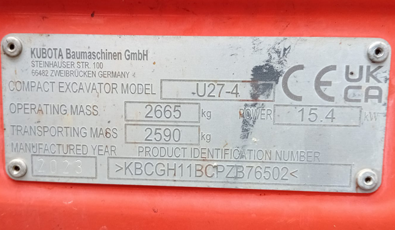 2.7T Excavator Kubota U27-4 2023 full
