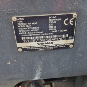 1.5T Excavator Yanmar SV15VT 2023 full