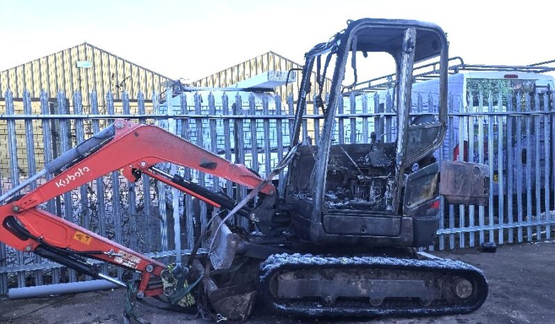Fire Damaged 2020 Kubota U27-4 Excavator c/w ditch bucket. Fire damaged as shown in the For Auction on 2025-05-01