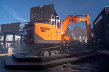 Develon DX230LC-9, a 23-tonne crawler excavator, was part of the static display
